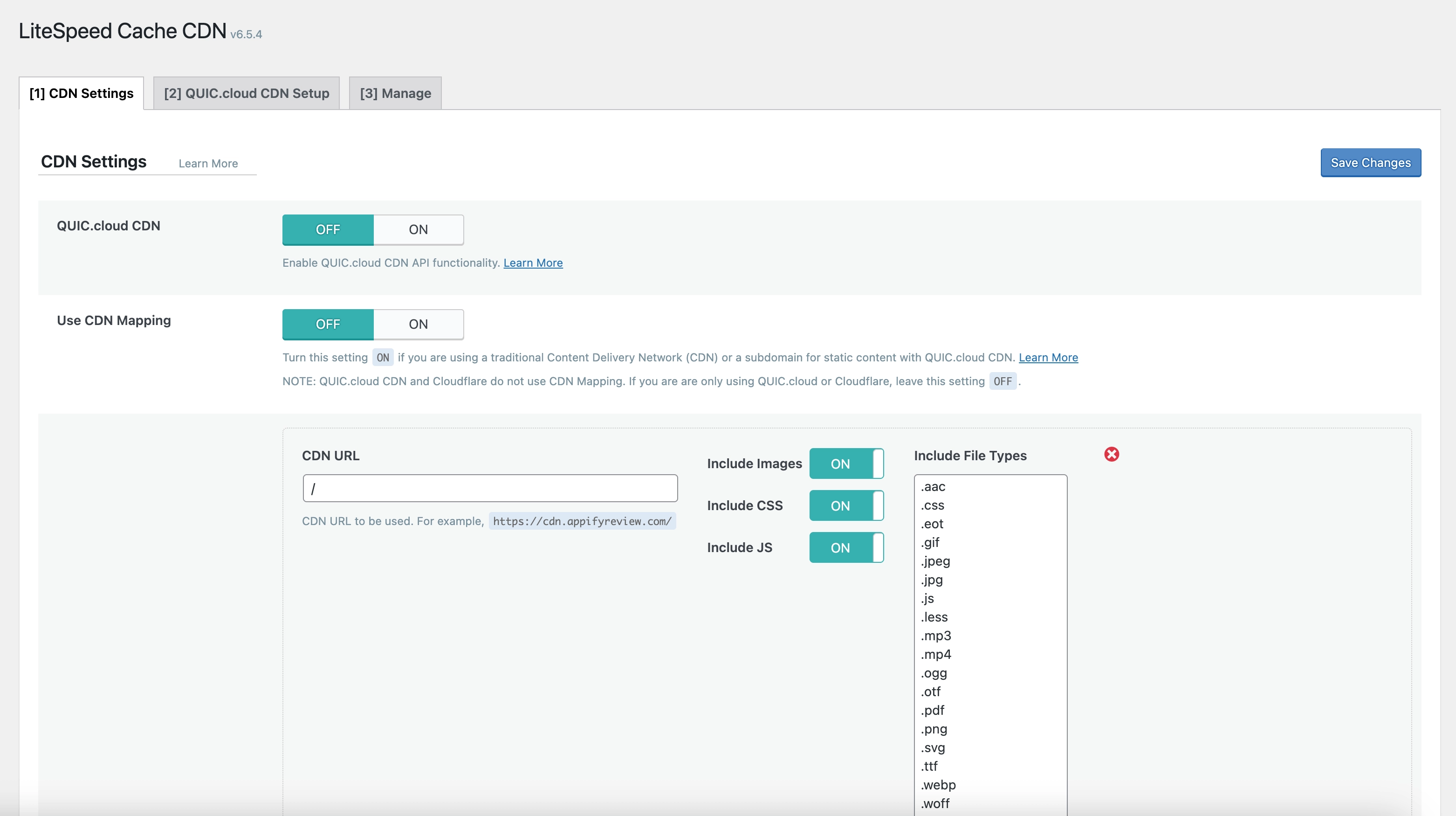 LiteSpeed Cache CDN Settings