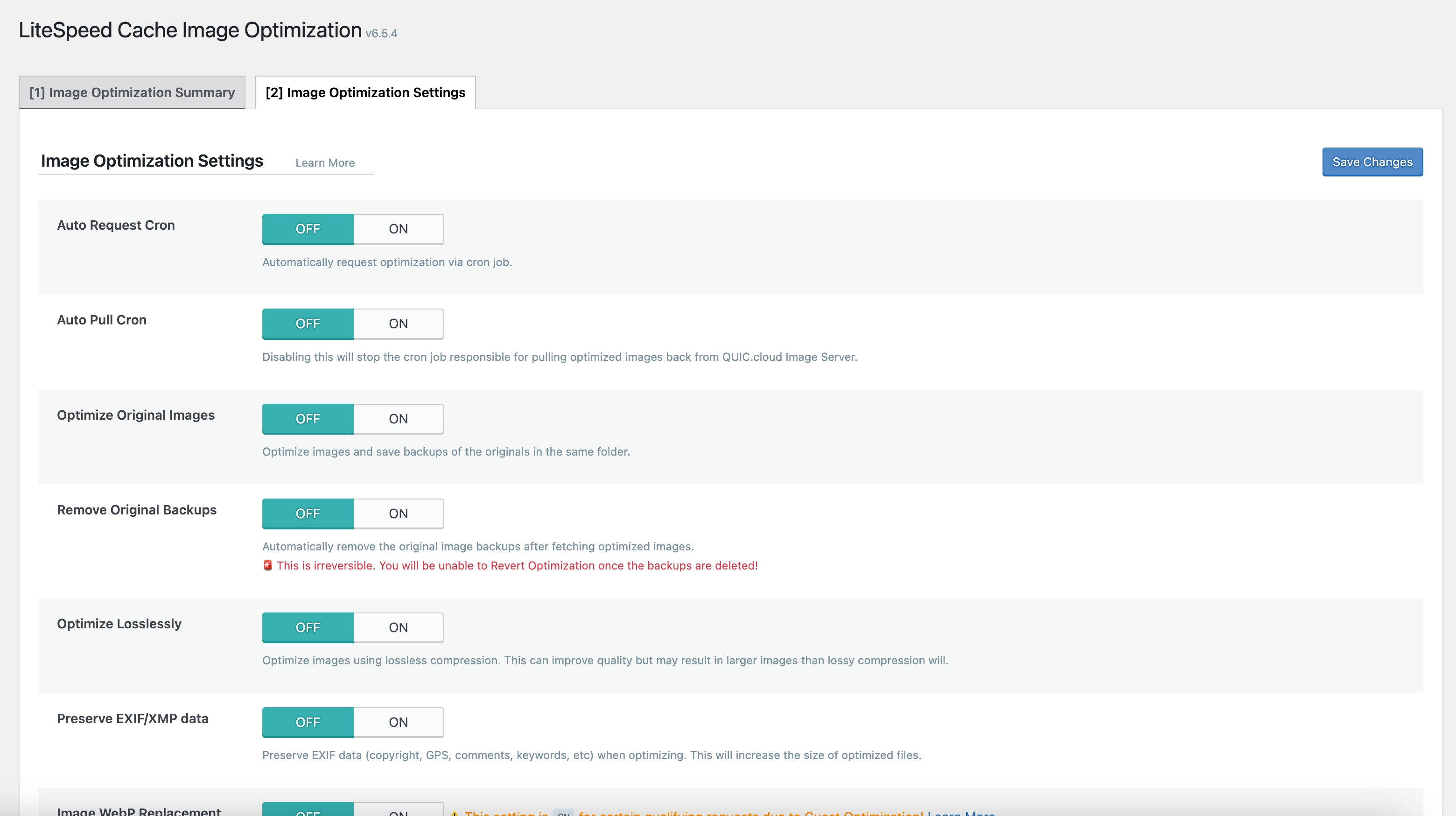 LiteSpeed Cache Image Optimization Settings