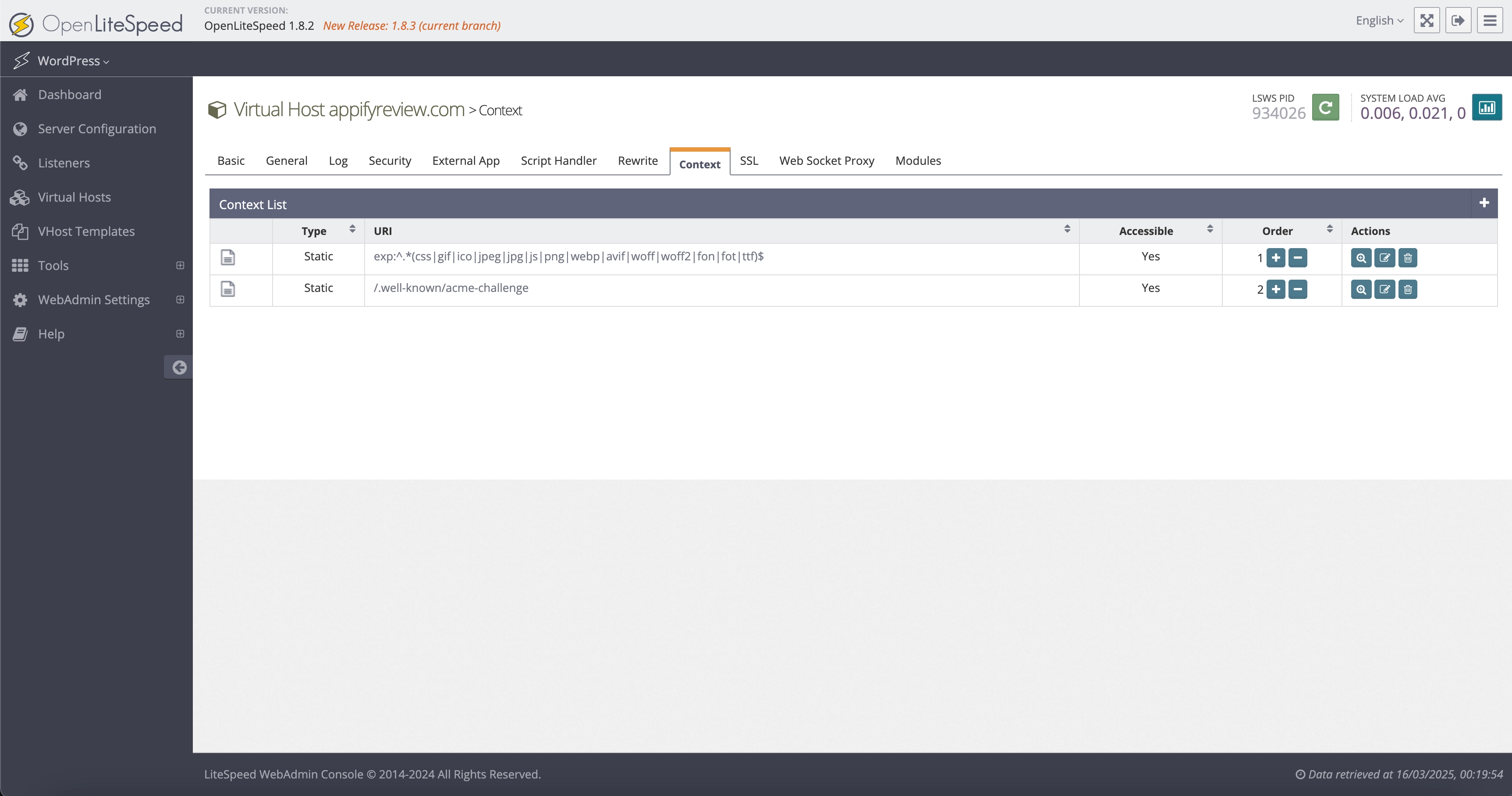 OpenLiteSpeed Context Configuration